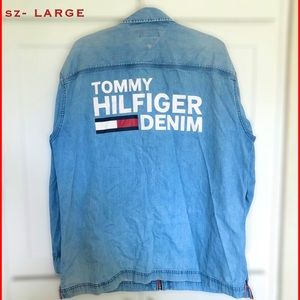 🇺🇸 VINTAGE TOMMY HILFIGER DENIM ZIP UP JEAN SHIRT / JACKET